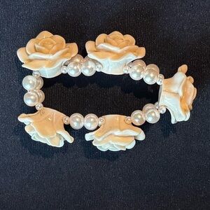 Ivory Rose Pearl Stretch Bracelet